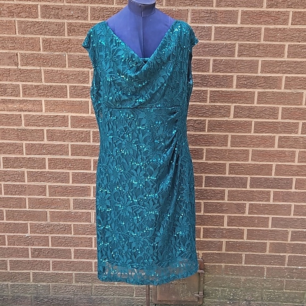 Dark green sparkling social dress